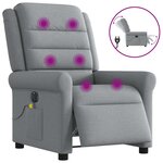 vidaXL Fauteuil de massage inclinable électrique gris clair tissu
