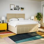 vidaXL Sommier à lattes de lit avec matelas Crème 180x200 cm Tissu