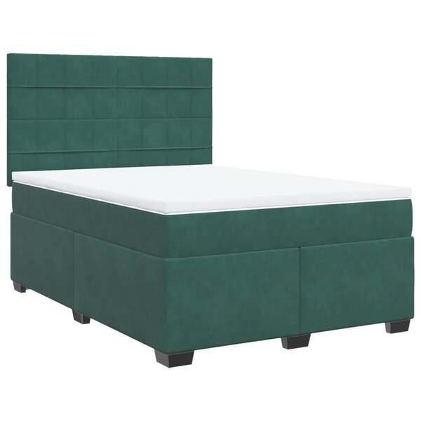 vidaXL Sommier à lattes de lit et matelas Vert foncé 140x190cm Velours