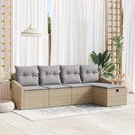 vidaXL Ensemble de canapé de jardin 5 pièces avec coussins beige en poly rattan
