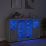 vidaXL Buffets avec lumières LED 3 Pièces sonoma gris bois d'ingénierie