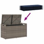 vidaXL Banc de rangement extérieur coussin gris 100 cm résine tressée
