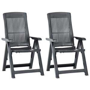 vidaXL Chaises inclinables de jardin lot de 2 Plastique Anthracite