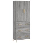 vidaXL Buffet haut Sonoma gris 69 5x34x180 cm Bois d'ingénierie