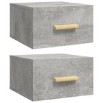 vidaXL Tables de chevet murales 2 Pièces gris béton 35x35x20 cm