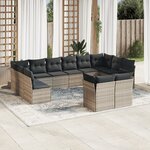 vidaXL Salon de jardin avec coussins 12 Pièces gris clair résine tressée