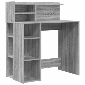 vidaXL Bureau avec rangement Sonoma gris 90 x 48 x 101 5 cm