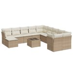 vidaXL Salon de jardin avec coussins 12 Pièces beige résine tressée