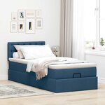 vidaXL Lit ottoman avec matelas et LED Bleu 90x200 cm Tissu