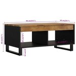 vidaXL Table basse 90x50x40 cm bois de manguier massif