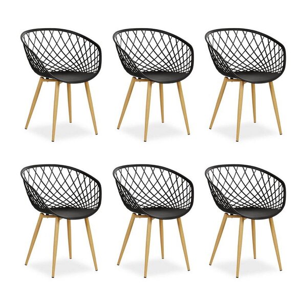 Chaise de jardin avec accoudoirs Noir Lot de 6
