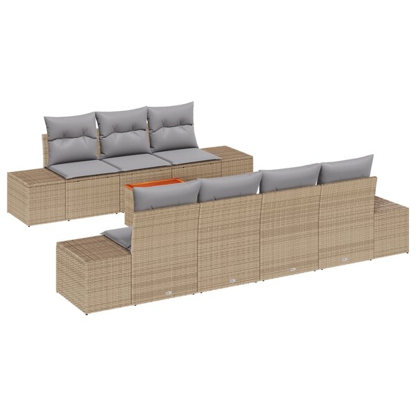 vidaXL Ensemble de canapé de jardin 8 Pièces Beige  gris clair