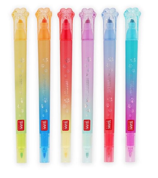 Set de 6 Feutres Double Pointe avec Couleurs Reinscriptibles - Meow
