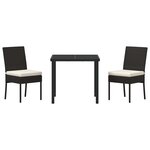 vidaXL Ensemble de salle à manger pour jardin 3 Pièces Noir Poly rotin
