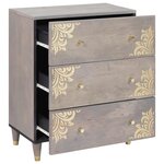 vidaXL Buffet Gris et or 60 x 33.5 x 75 cm Bois de manguier massif
