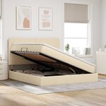 vidaXL Lit avec rangement et LED avec LED Crème 160 x 200 cm Polyester