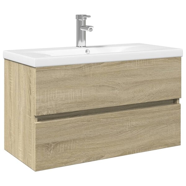 vidaXL Ensemble de meubles de bain 2Pièces céramique et bois d'ingénierie