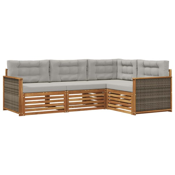 vidaXL Ensemble de canapés d'extérieur 4 Pièces Naturel et gris clair