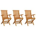 vidaXL Chaises de jardin avec coussins anthracite 3 Pièces Bois de teck