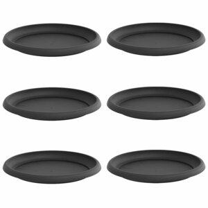 vidaXL Plateau à fleurs rond 6 pc Noir Ø 23 5 x 2 5 cm Plastique