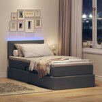 vidaXL Lit de rangement LED avec matelas Gris foncé 100 x 200 cm Tissu