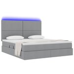 vidaXL Lit de rangement LED avec matelas Gris clair 160 x 200 cm Tissu