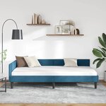 vidaXL Cadre de lit d'angle Bleu 90 cm x 200 cm VeloursetContreplaqué