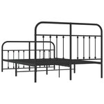 vidaXL Cadre de lit métal sans matelas avec pied de lit noir 135x190cm