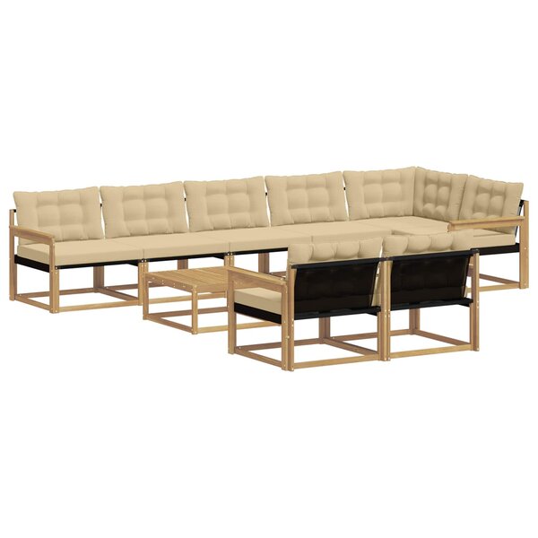 vidaXL Ensemble de canapés d'extérieur 9 Pièces Blanc et Beige
