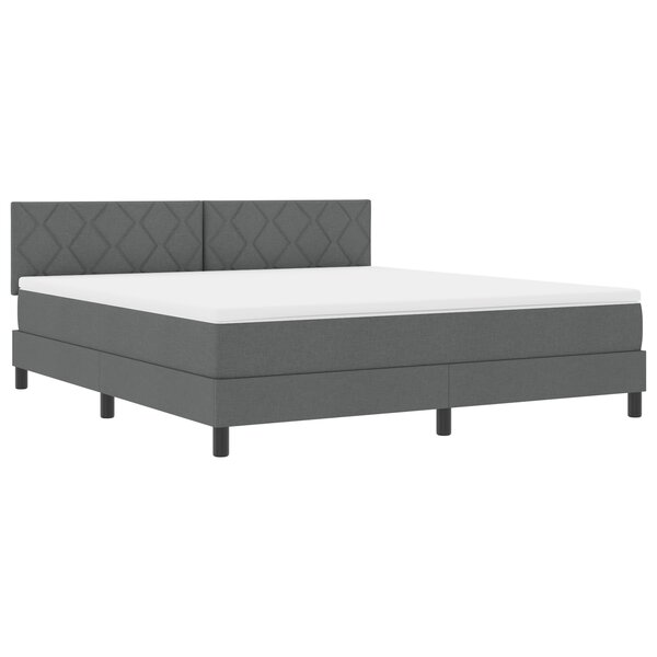 vidaXL Lit box spring avec matelas & LED gris foncé 180x200 cm tissu