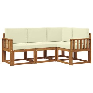 vidaXL Ensemble de canapés d'extérieur 4 pc Naturel et Crème
