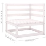 vidaXL Canapé 2 places de jardin et coussins Blanc Bois de pin massif