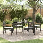 vidaXL Ensemble de Dîner de Jardin 5 Pièces avec Coussins Rattan Noir