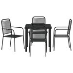 vidaXL Ensemble de salle à manger pour jardin 5 Pièces Noir