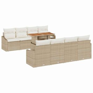 vidaXL Ensemble de salle à manger pour jardin 9 Pièces Beige et crème