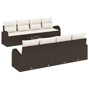 vidaXL Ensemble de canapé de jardin 9 Pièces Marron et Crème polyrotin