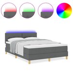 vidaXL Lit à ressort avec matelas & LED gris foncé 140x190 cm tissu