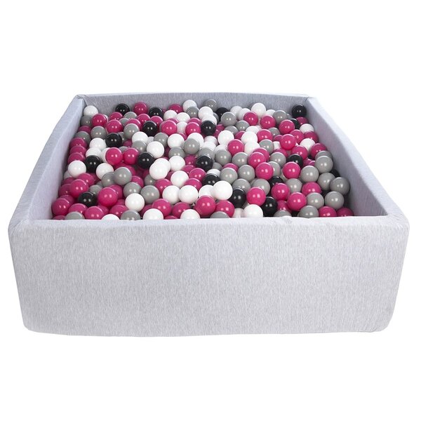 Piscine à balles pour enfant  120x120 cm  Aire de jeu + 1200 balles noir  blanc  rose gris
