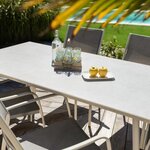 Ensemble repas de jardin 6 personnes effet pierre grise - table 180 cm + 1 lot de 6 fauteuils - RIMINI