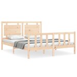 vidaXL Cadre de lit avec tête de lit 160x200 cm bois massif