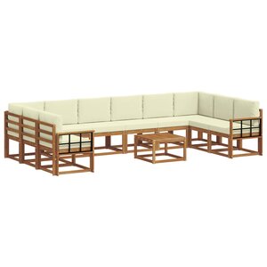 vidaXL Ensemble de canapés d'extérieur 11 pc Naturel et Crème