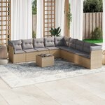 vidaXL Salon de jardin avec coussins 10 Pièces beige résine tressée