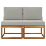 vidaXL 2 Pièce Sofa de milieu extérieur Bois d'Acacia Massif Naturel