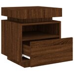 vidaXL Armoires de chevet avec lumières LED 2 Pièces chêne marron