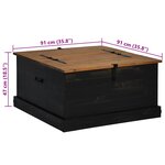 vidaXL Coffre de rangement HALDEN noir 91x91x47 cm bois massif pin