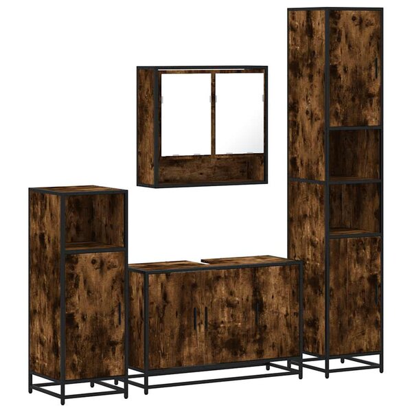vidaXL Ensemble meubles salle de bain 4 Pièces chêne fumé bois ingénierie
