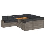 vidaXL Salon de jardin 11 Pièces avec coussins gris résine tressée