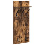 vidaXL Porte-manteau mural avec étagère Montage mural Chêne fumé 90 x 40 x 10 cm