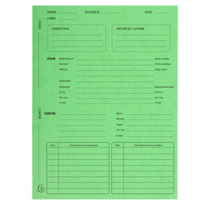 Paquet 25 chemises Avocat Imprimées Procédure 265g Vert x 5 EXACOMPTA
