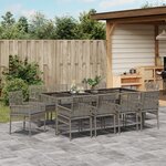 vidaXL Ensemble de salle à manger de jardin de 11 pièces avec coussins en poly rattan gris